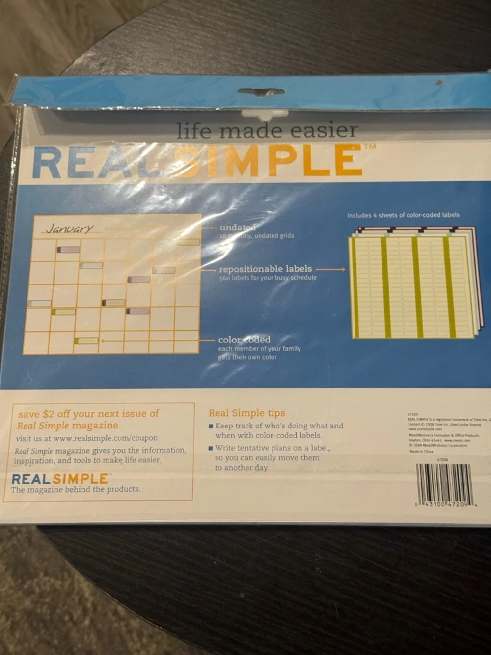 Real Simple brand flexible planning wall calendar - NWT